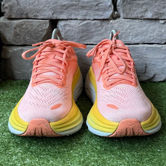 Hoka One One Pink and Yellow Sneakers - Picture 4 of 10